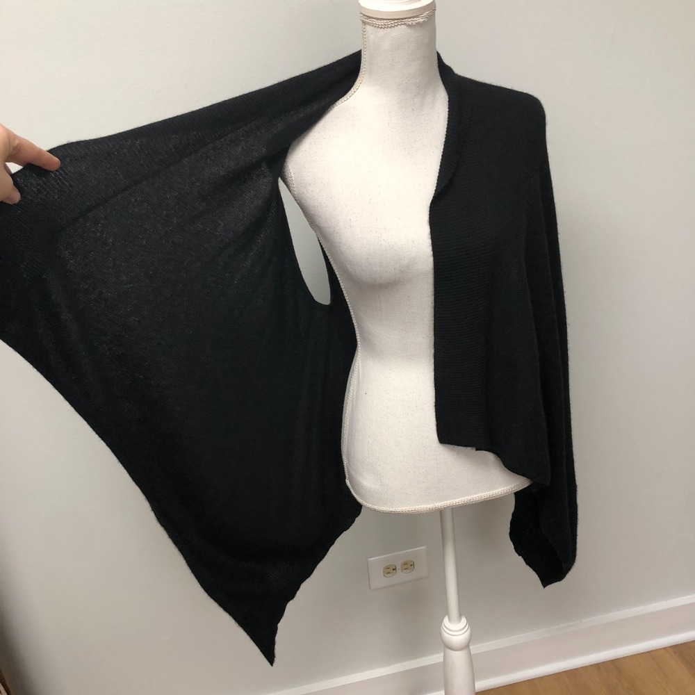 Charter‎ Club Cashmere Cardigan Sweater Jumper Womens Medium Black Sharkbite Hem - Picture 4 of 8